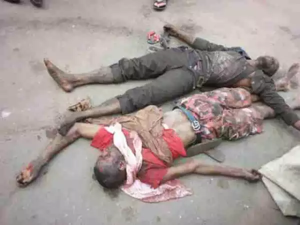 Graphic Photos Of Daredevil Armed Robbers Shot Dead By SARS Operatives In Imo (Photos)
